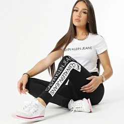 Le moins cher 🤩 Tee 👚 Shirt Femme 7879 Blanc de Calvin Klein 🌟 -France Calvin Klein Soldes 2024 calvin klein 144262 J20J207879 112 NOOSSS21 20210514T081116 03
