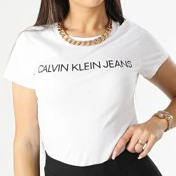 Le moins cher 🤩 Tee 👚 Shirt Femme 7879 Blanc de Calvin Klein 🌟