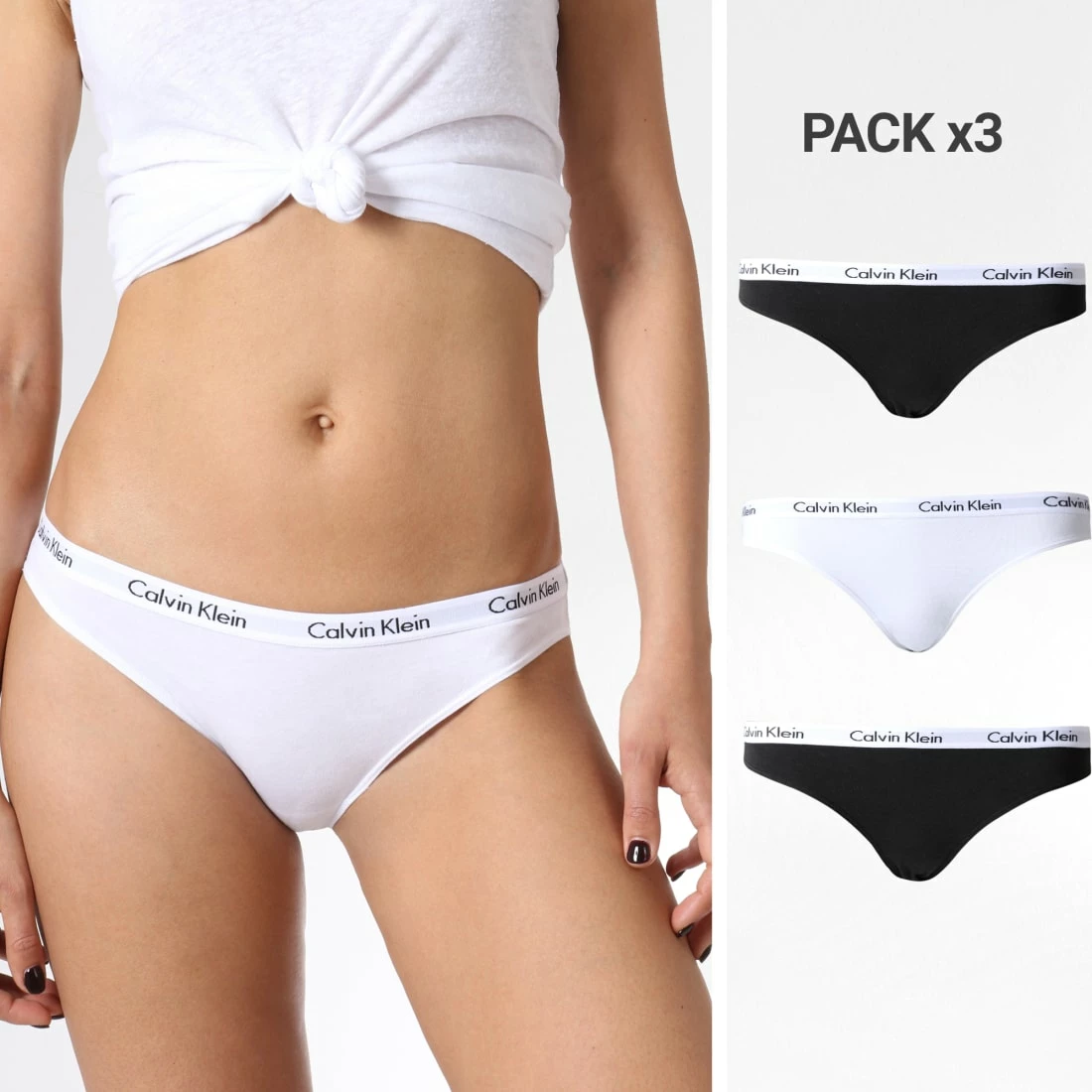 Bon marché 😀 Lot De 3 Strings Femme QD3587E Noir Blanc de Calvin Klein ❤️ 1 Bon marché 😀 Lot De 3 Strings Femme QD3587E Noir Blanc de Calvin Klein ❤️
