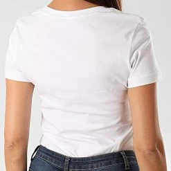 Meilleur prix 🔥 Tee 👕 Shirt Femme CK Embroidery 2883 Blanc de Calvin Klein 👍 -France Calvin Klein Soldes 2024 calvin klein 202933 J20J212883 YAF 20191107T141941 04
