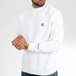 Vente flash 😉 Sweat Crewneck CK Essential 4536 Blanc de Calvin Klein 👍 -France Calvin Klein Soldes 2024 calvin klein 204236 J30J314536 YAF 20191120T093857 03