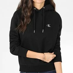 Sortie ✔️ Sweat Capuche Femme CK Embroidery 3178 Noir de Calvin Klein 👍