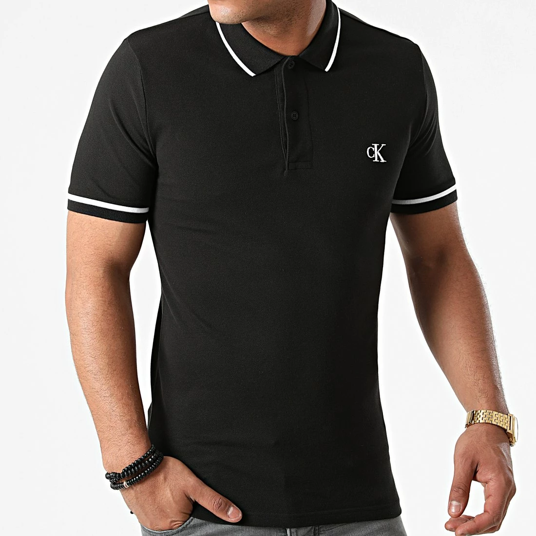 Nouveau ⌛ Polo Manches Courtes Slim Tipping 5603 Noir de Calvin Klein 😍 3 Nouveau ⌛ Polo Manches Courtes Slim Tipping 5603 Noir de Calvin Klein 😍 – Image 3