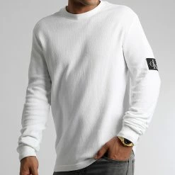Meilleure affaire ⭐ Sweat Crewneck BEH 6610 Blanc de Calvin Klein 🎁 -France Calvin Klein Soldes 2024 calvin klein 238800 J30J316610 YAF 20221102T122030 03