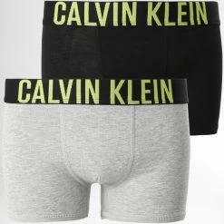 Sortie 🎁 Lot De 2 Boxers Enfant B70B700322 Noir Gris Chiné de Calvin Klein 🎉
