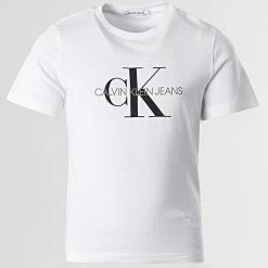 Meilleur prix 🔥 Tee 👕 Shirt Enfant Monogram 0068 Blanc de Calvin Klein 😀