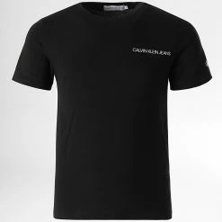 Meilleur prix 😍 Tee 👚 Shirt Enfant Chest Logo 0456 Noir de Calvin Klein ⌛