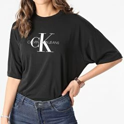 Remise 🔥 Tee 👚 Shirt Femme Monogram 6248 Noir de Calvin Klein 🔥 -France Calvin Klein Soldes 2024 calvin klein 265706 J20J216248 BEH 20210521T122643 03