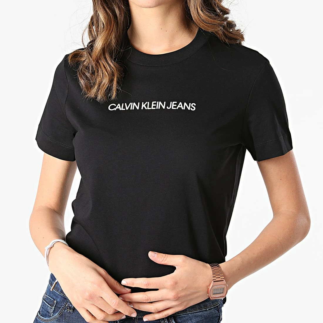 Meilleur prix 💯 Tee 👚 Shirt Femme Shrunken Institutional 6251 Noir de Calvin Klein 💯 3 Meilleur prix 💯 Tee 👚 Shirt Femme Shrunken Institutional 6251 Noir de Calvin Klein 💯 – Image 3
