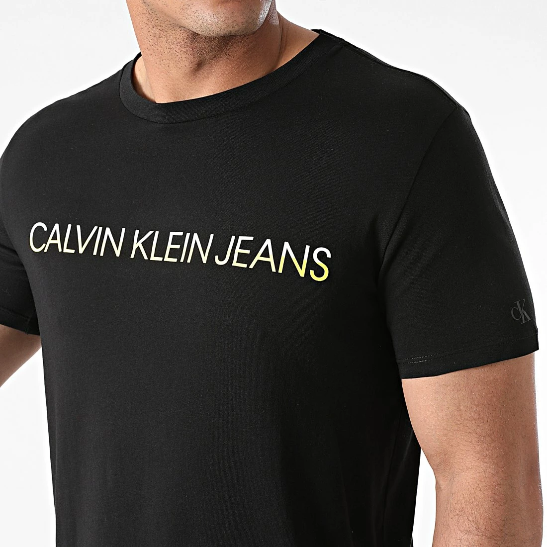 Nouveau ⌛ Tee 👚 Shirt Mixed Institutional Techniq 8203 Noir Jaune de Calvin Klein 🎉 2 Nouveau ⌛ Tee 👚 Shirt Mixed Institutional Techniq 8203 Noir Jaune de Calvin Klein 🎉 – Image 2