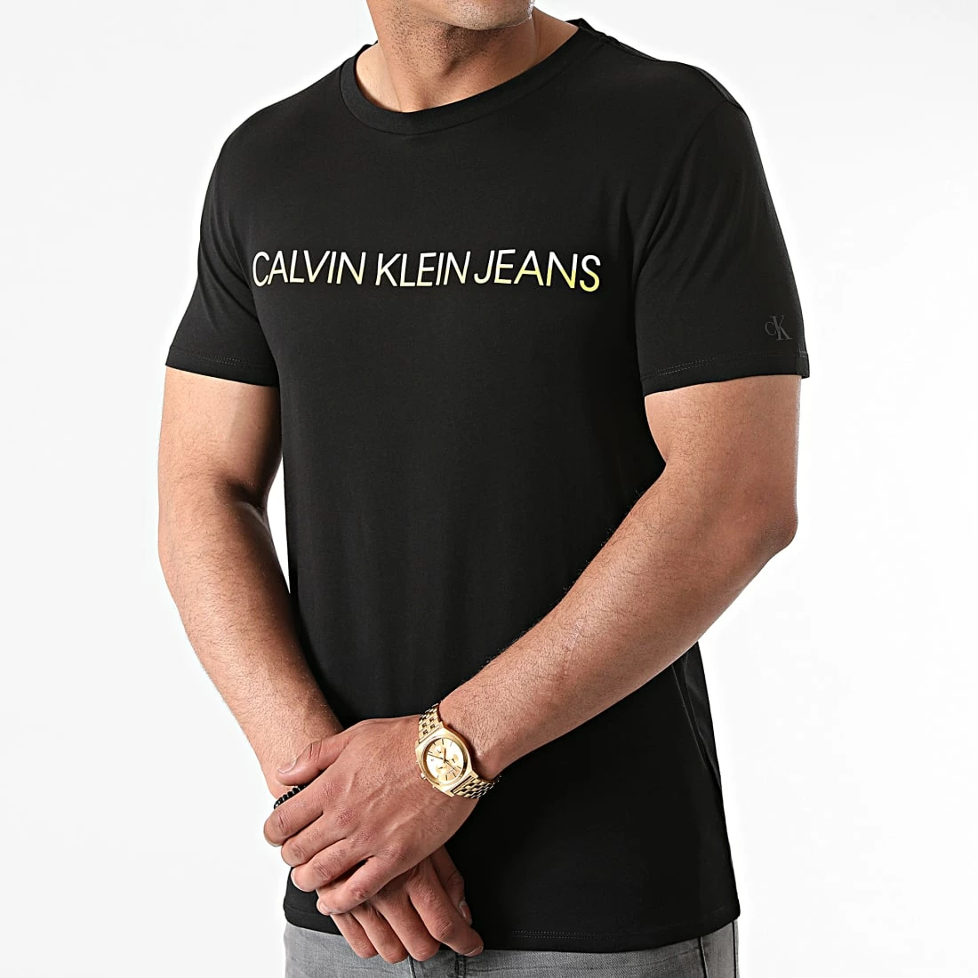 Nouveau ⌛ Tee 👚 Shirt Mixed Institutional Techniq 8203 Noir Jaune de Calvin Klein 🎉 3 Nouveau ⌛ Tee 👚 Shirt Mixed Institutional Techniq 8203 Noir Jaune de Calvin Klein 🎉 – Image 3