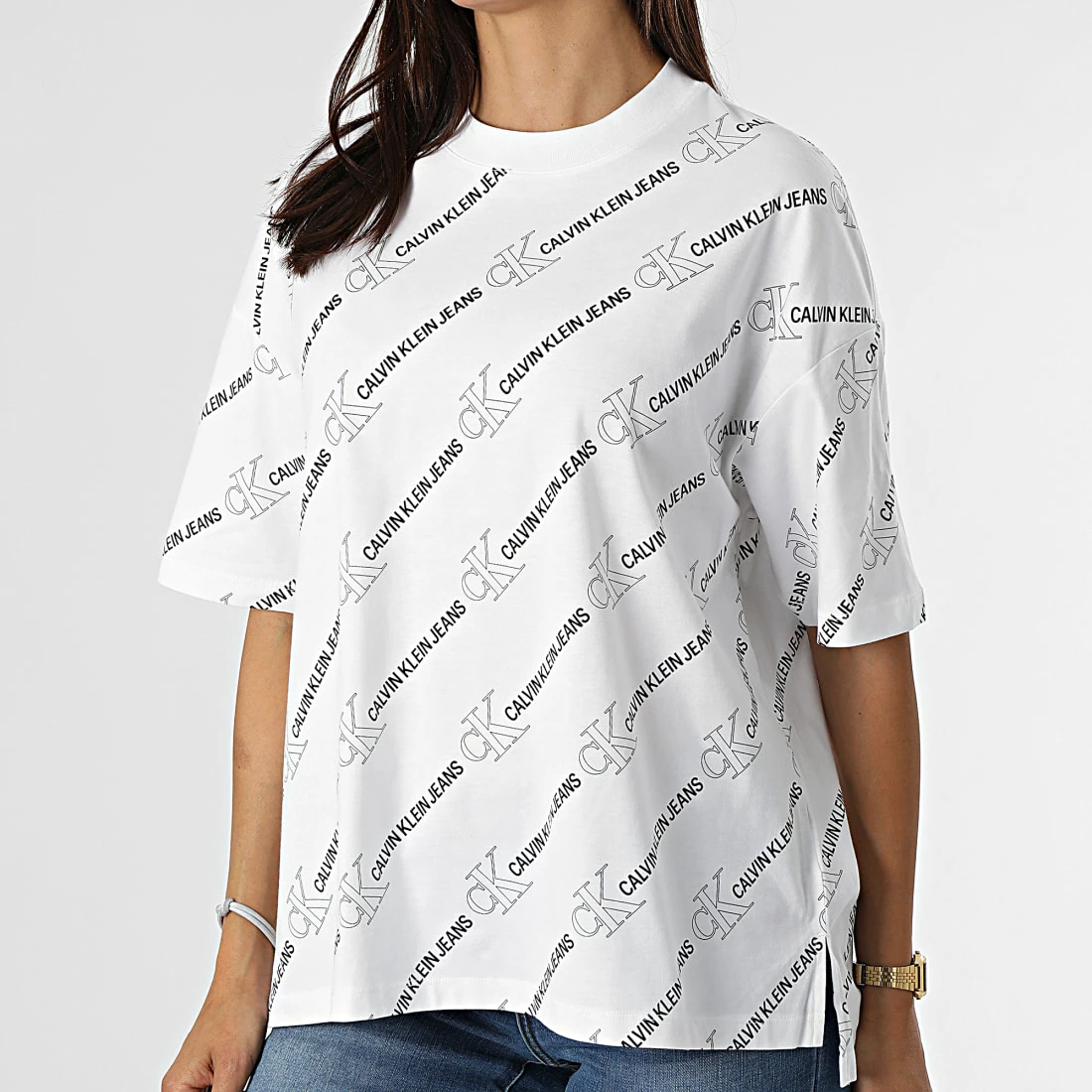 Vente flash 🧨 Tee 👕 Shirt Femme All Over Print 6464 Blanc de Calvin Klein ✔️ 1 Vente flash 🧨 Tee 👕 Shirt Femme All Over Print 6464 Blanc de Calvin Klein ✔️