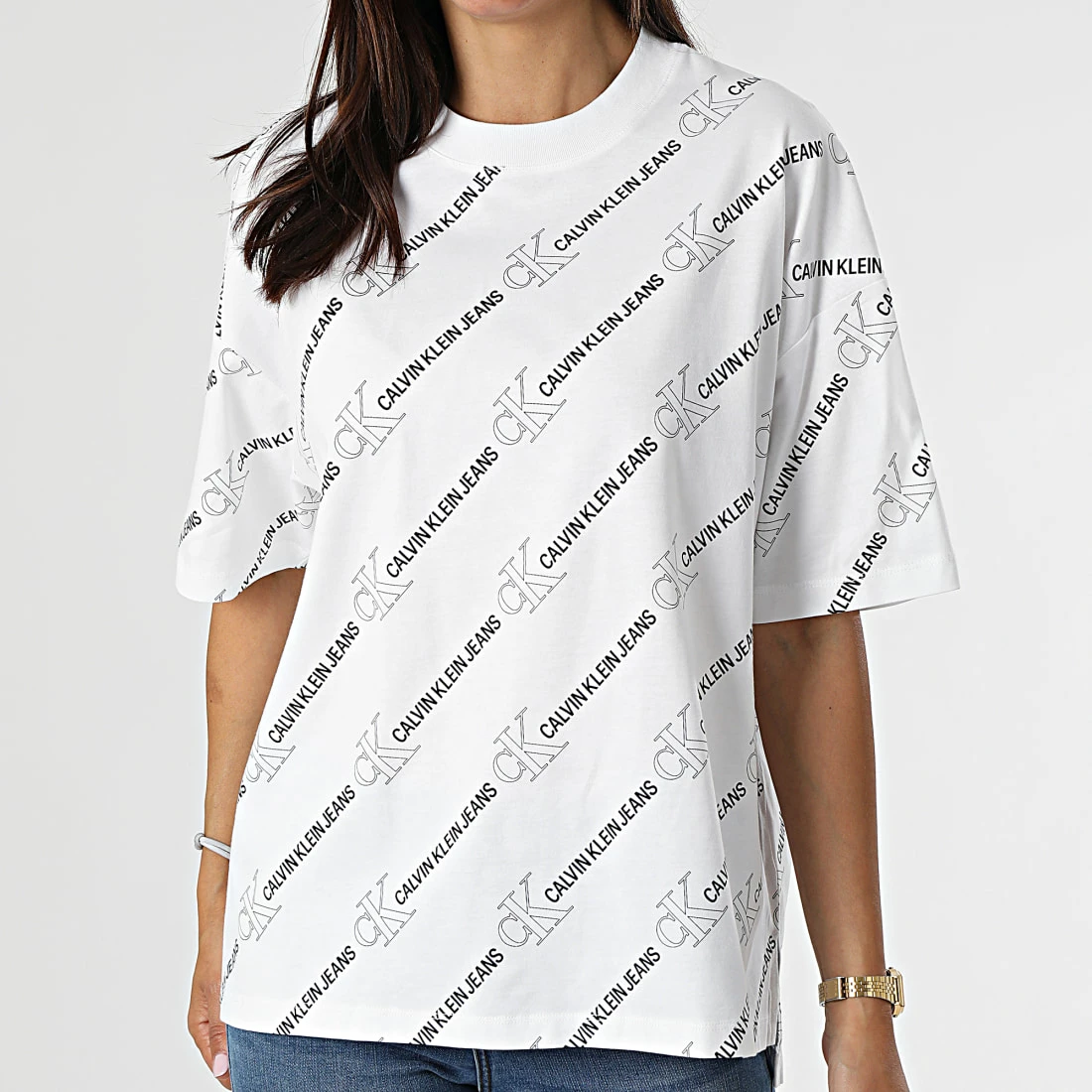 Vente flash 🧨 Tee 👕 Shirt Femme All Over Print 6464 Blanc de Calvin Klein ✔️ 3 Vente flash 🧨 Tee 👕 Shirt Femme All Over Print 6464 Blanc de Calvin Klein ✔️ – Image 3