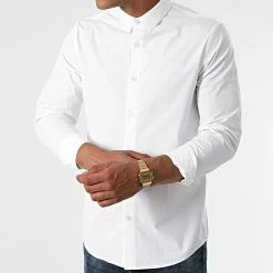 Remise 🛒 Chemise Manches Longues CK Chest Logo 9065 Blanc de Calvin Klein ⌛ -France Calvin Klein Soldes 2024 calvin klein 270274 J30J319065 YAF 20210621T092810 03