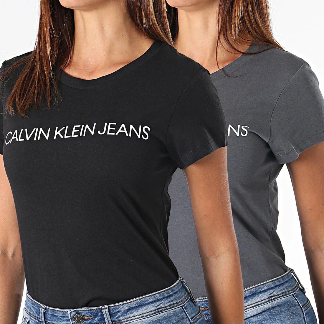 Meilleur prix 😀 Lot De 2 Tee 👚 Shirts Femme Institutional Logo 6466 Noir Gris Anthracite de Calvin Klein ⭐ 1 Meilleur prix 😀 Lot De 2 Tee 👚 Shirts Femme Institutional Logo 6466 Noir Gris Anthracite de Calvin Klein ⭐