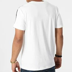 Le moins cher 🌟 Tee 👚 Shirt A Bandes 8737 Blanc de Calvin Klein ⭐ -France Calvin Klein Soldes 2024 calvin klein 276472 J30J318737 YAF 20210729T140843 04