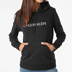 Vente flash 👏 Sweat Capuche Femme W311 Noir de Calvin Klein 👍