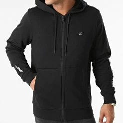 Acheter 🔥 Veste Zippée Capuche GMF1J407 Noir de Calvin Klein 🧨 -France Calvin Klein Soldes 2024 calvin klein 279419 GMF1J407 001 20210819T160108 03