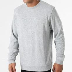Promo 🎁 Sweat Crewneck GMF1W305 Gris Chiné de Calvin Klein 🧨