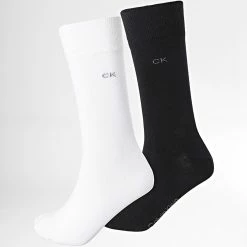 Le moins cher ✨ Lot De 2 Paires De Chaussettes 701218631 Blanc Noir de Calvin Klein 💯