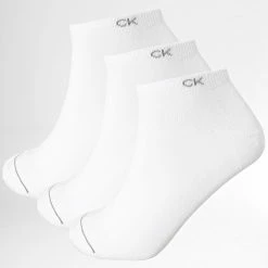 Promo ⭐ Lot De 3 Paires De Chaussettes 701218718 Blanc de Calvin Klein 😍
