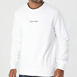Top 10 👍 Sweat Crewneck Center Logo 7895 Blanc de Calvin Klein 😍