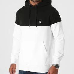 De gros 🛒 Sweat Capuche Colorblock Shadow 9364 Blanc Noir de Calvin Klein 😉