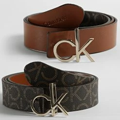 Coupon 🎉 Ceinture Femme Réversible Mono Mix CK Logo 8476 Marron de Calvin Klein 😍