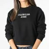 Sortie 😀 Sweat Crewneck Femme Crop 7298 Noir de Calvin Klein 🛒