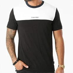 Promo ✔️ Tee 👕 Shirt Triple Colorblock 8183 Noir Bleu Marine Blanc de Calvin Klein 🤩 -France Calvin Klein Soldes 2024 calvin klein 285887 K10K108183 BEH 20210929T152624 03