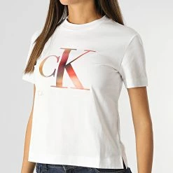 Tout neuf ⭐ Tee 👚 Shirt Femme 7289 Blanc de Calvin Klein 😀 -France Calvin Klein Soldes 2024 calvin klein 288141 J20J217289 YAF 20211014T160207 03