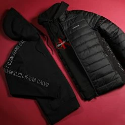 Meilleure vente ✔️ Sweat Capuche A Bandes 8809 Noir de Calvin Klein 🥰 -France Calvin Klein Soldes 2024 calvin klein 289561 J30J318809 BEH 20211103T095626 05