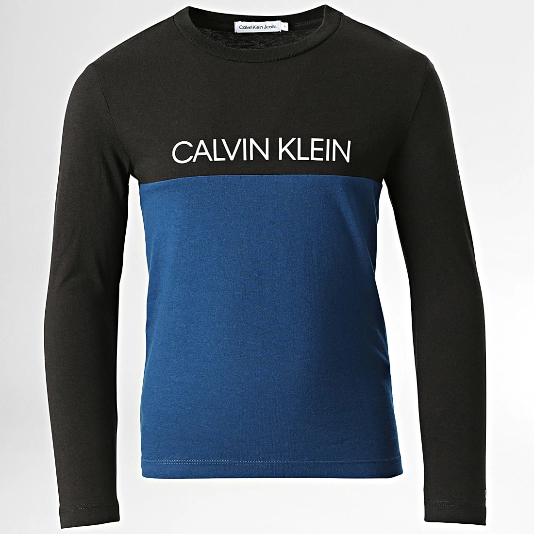 Remise 🔔 Tee 👚 Shirt Manches Longues Enfant Colour Block 1229 Noir Bleu Marine de Calvin Klein 🔔 1 Remise 🔔 Tee 👚 Shirt Manches Longues Enfant Colour Block 1229 Noir Bleu Marine de Calvin Klein 🔔