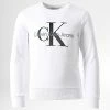 Promo 😉 Sweat Crewneck Enfant Monogram Logo 0265 Blanc de Calvin Klein 🛒