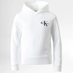 Meilleure vente 🌟 Sweat Capuche Enfant Monogram 0266 Blanc de Calvin Klein 🔥