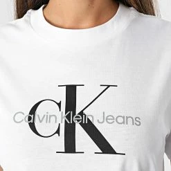 Budget 🔥 Tee 👕 Shirt Femme Core Monogram 9142 Blanc de Calvin Klein 🤩 -France Calvin Klein Soldes 2024 calvin klein 291318 J20J219142 YAF 20211122T111722 02
