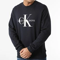 Gazebo Parts Direct Sales Store 31 Bon marché ✔️ Sweat Crewneck Core Monogram 0933 Bleu Marine de Calvin Klein 🔥