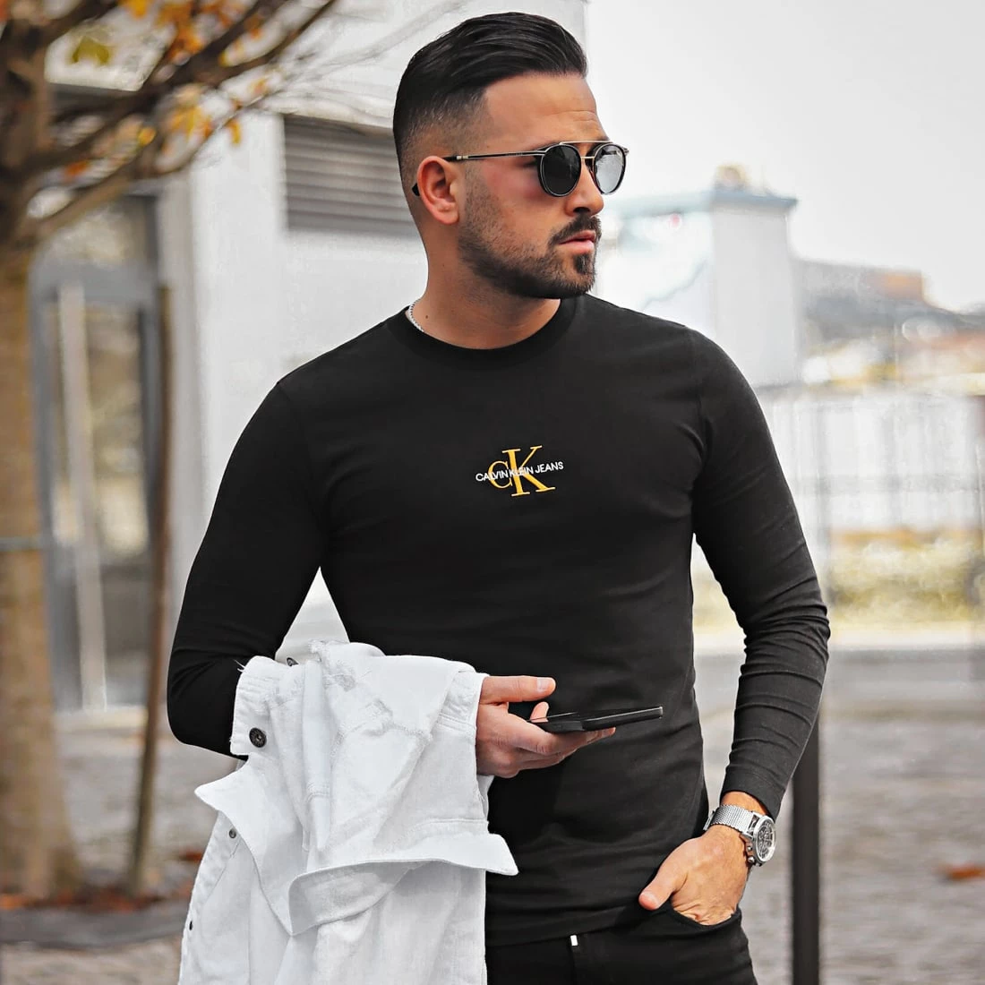 Meilleure vente ⌛ Tee 👚 Shirt Manches Longues New Iconic Essential 1602 Noir Doré de Calvin Klein 💯 4 Meilleure vente ⌛ Tee 👚 Shirt Manches Longues New Iconic Essential 1602 Noir Doré de Calvin Klein 💯 – Image 4