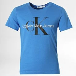 Vente flash 😍 Tee 👕 Shirt Enfant Monogram 0267 Bleu de Calvin Klein 🥰