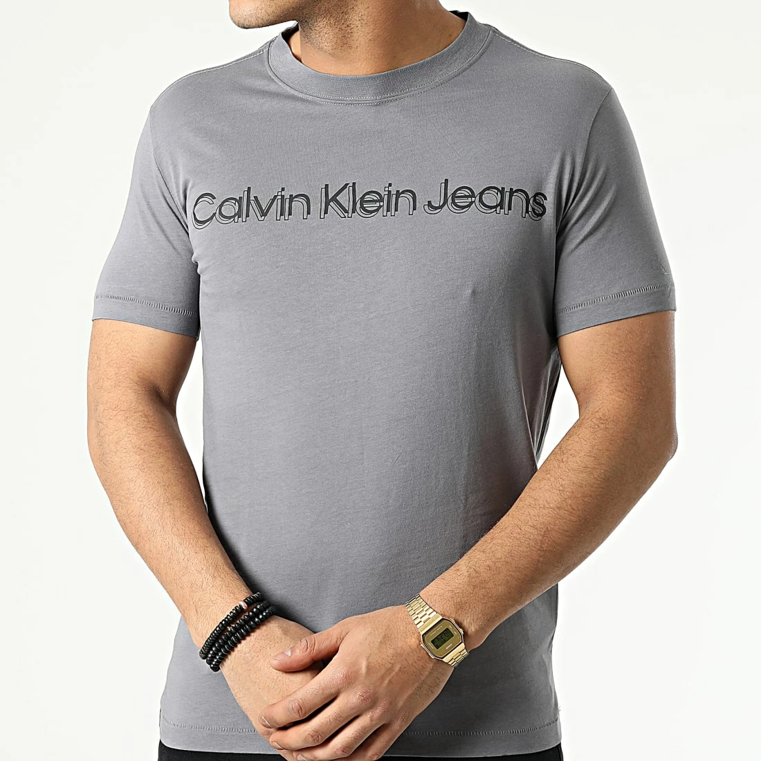 Promo 🔔 Tee 👕 Shirt 9714 Gris de Calvin Klein 🎉 3 Promo 🔔 Tee 👕 Shirt 9714 Gris de Calvin Klein 🎉 – Image 3