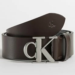 Offres ❤️ Ceinture Mono Hardware 8226 Marron de Calvin Klein 🔔