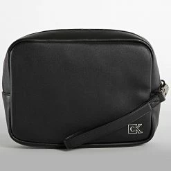 Sortie 👏 Pochette Femme Plaque 8221 Noir de Calvin Klein 🎁