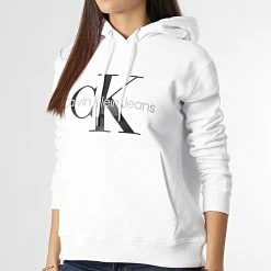 Meilleure vente 🎁 Sweat Capuche Femme Core Monogram 9141 Blanc de Calvin Klein 😉 -France Calvin Klein Soldes 2024 calvin klein 294406 J20J219141 YAF 20211216T145253 03