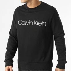 Nouveau ✔️ Sweat Crewneck Cotton Logo 4059 Noir de Calvin Klein 👏