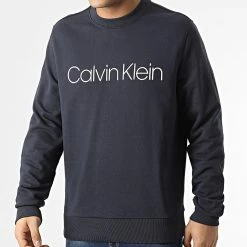 Sortie 🎉 Sweat Crewneck Cotton Logo 4059 Bleu Marine de Calvin Klein 🎉