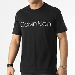 Le moins cher 👏 Tee 👕 Shirt Cotton Front Logo 4063 Noir de Calvin Klein 🔔