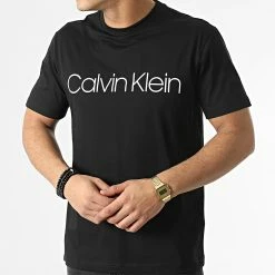 Le moins cher 👏 Tee 👕 Shirt Cotton Front Logo 4063 Noir de Calvin Klein 🔔 -France Calvin Klein Soldes 2024 calvin klein 295530 K10K104063 002 20211217T161911 03