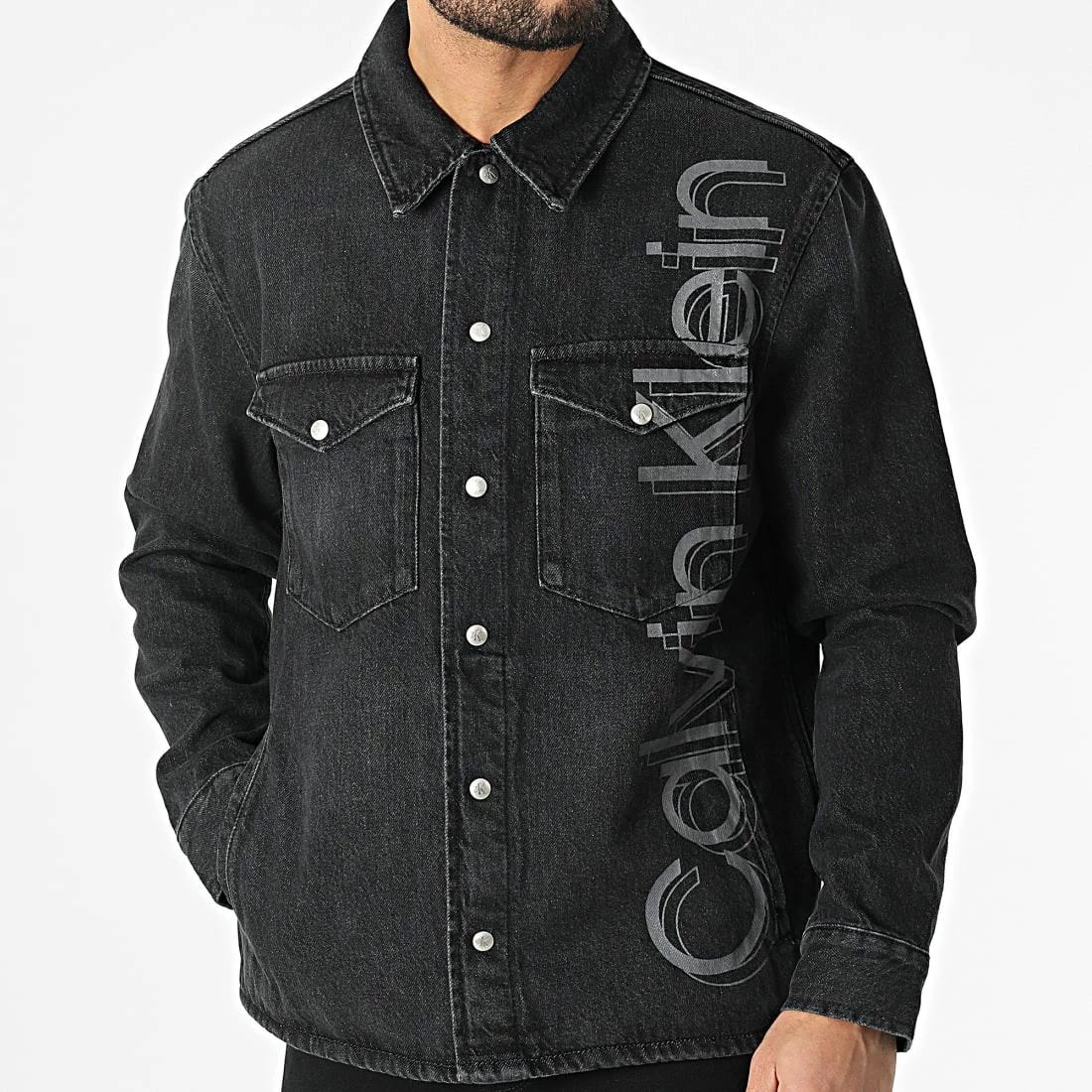 Meilleure affaire 😉 Veste Jean 👚 Shirt 9803 Noir de Calvin Klein 👍 3 Meilleure affaire 😉 Veste Jean 👚 Shirt 9803 Noir de Calvin Klein 👍 – Image 3