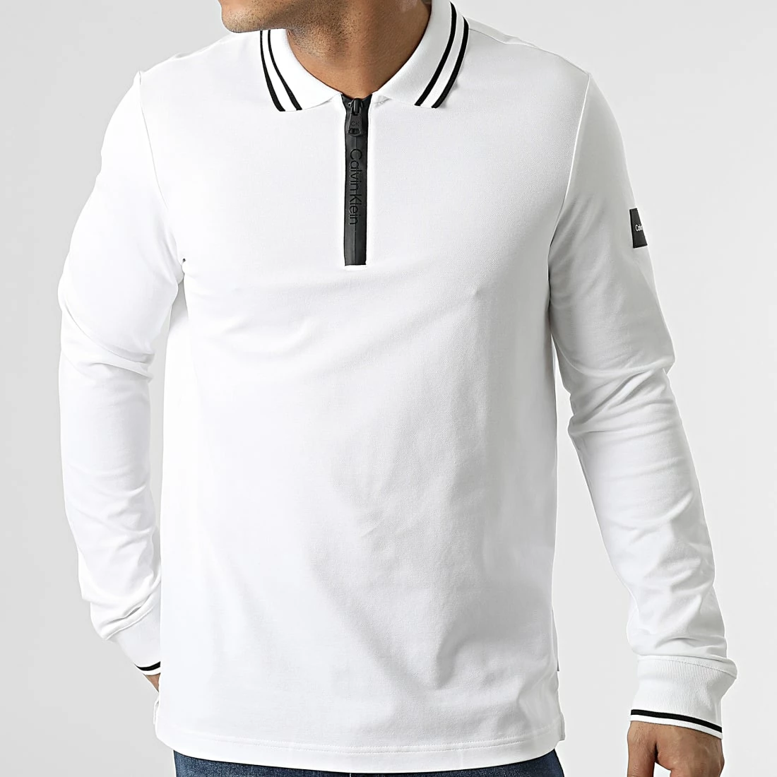 Grosses soldes 🤩 Polo Manches Longues Mix Media Technical 8065 Blanc de Calvin Klein ❤️ 3 Grosses soldes 🤩 Polo Manches Longues Mix Media Technical 8065 Blanc de Calvin Klein ❤️ – Image 3