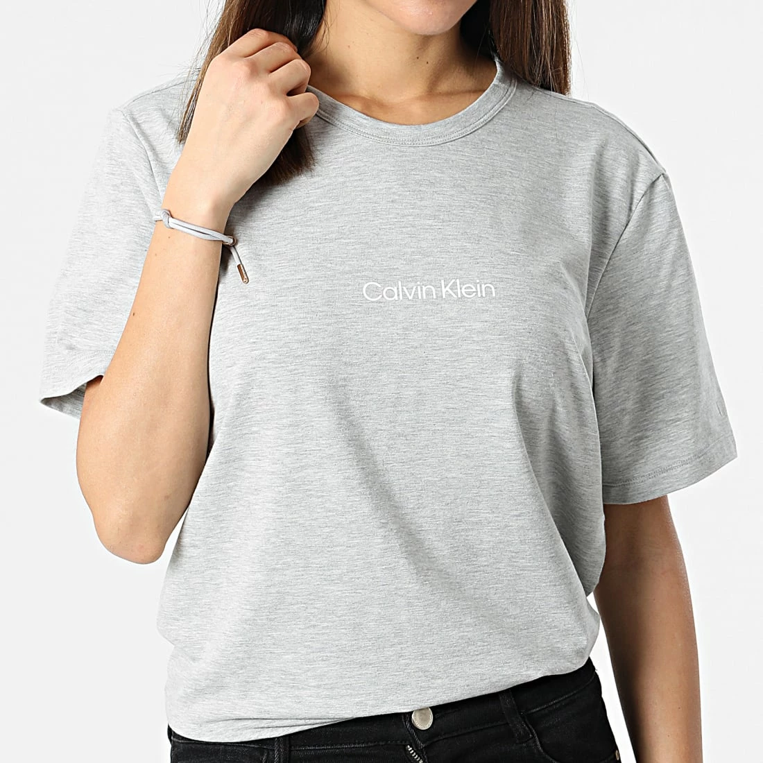 Meilleur prix 😀 Tee 👕 Shirt Femme QS6756E Gris Chiné de Calvin Klein ❤️ 3 Meilleur prix 😀 Tee 👕 Shirt Femme QS6756E Gris Chiné de Calvin Klein ❤️ – Image 3